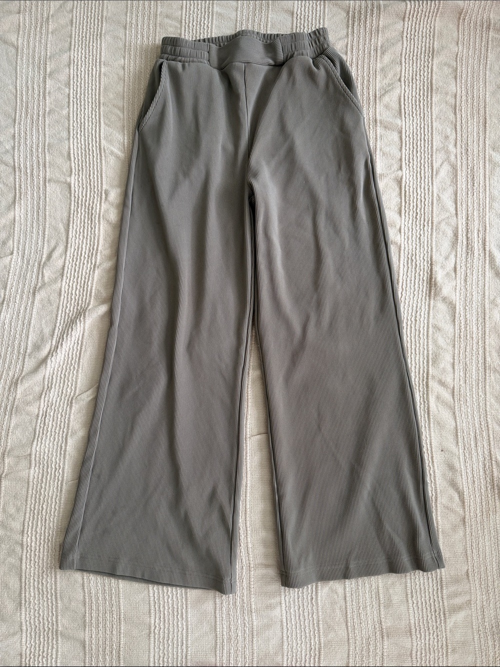 Zenana Outfitters Women's Wide-Leg Track Pants in Gray